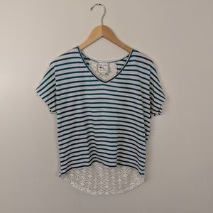 Pink Rose High-Low Crochet Lace Back Tee T-Shirt